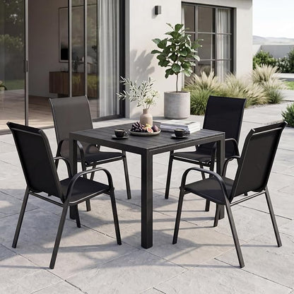 Tangkula Outdoor Stackable Patio Dining Chairs Set of 4, Breathable Fabric - Image 4