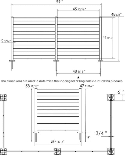 Kozyard 50" W x 48" H Outdoor Privacy Screens Aluminum Post, Air Conditioner Fence Panels, Pool Equipment Enclosure, Trash Can Screens Fence Kit for Outside Backyard Patio (White/4Panels)