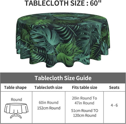 Frond Round Tablecloth Hemp Palm - Frond Tablecloth 60 Inch Waterproof Rustic Table Cloth Fabric Farmhouse Stripe Decorative for Picnic Party Holiday Home Indoor Outdoor