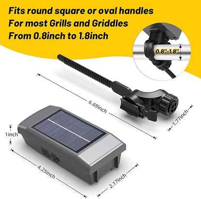 Grill Lights for Blackstone Weber Grills, USB-C Rechargeable Solar 360° Rotatable Automatic On/Off LED BBQ Light for Outdoor Barbecue, Waterproof Heat-Resistant Griddle Accessories