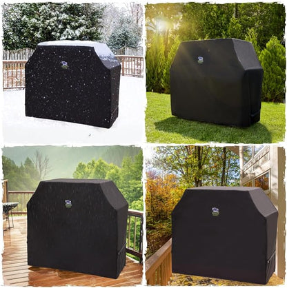 RUGGED RHINO 58 Inch Heavy Duty Grill Cover for Outdoor Grills, All Season Three Layer Waterproof UV Resistant Windproof Gas BBQ Covers, Compatible for Weber Char-Broil Pit Boss Traeger and More Black
