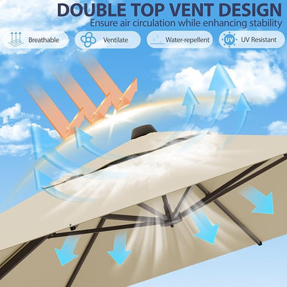 9' X 12' Rectangle Patio Umbrella Cantilever Outdoor Umbrella, 6-Level Tilt & - Image 4