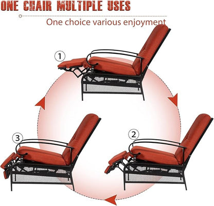 SUNCROWN Outdoor Recliner Chairs Patio Adjustable Relaxing Chair Outdoor Metal - Image 4