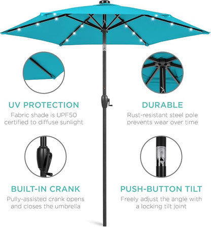 Best Choice Products 7.5ft Solar Umbrella LED Lighted Patio Umbrella, Table - Image 5