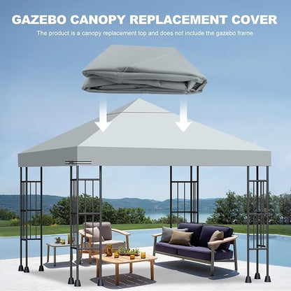 10x10 Gazebo Canopy Replacement Top, 300D High-Density Waterproof Single Layer - Image 4