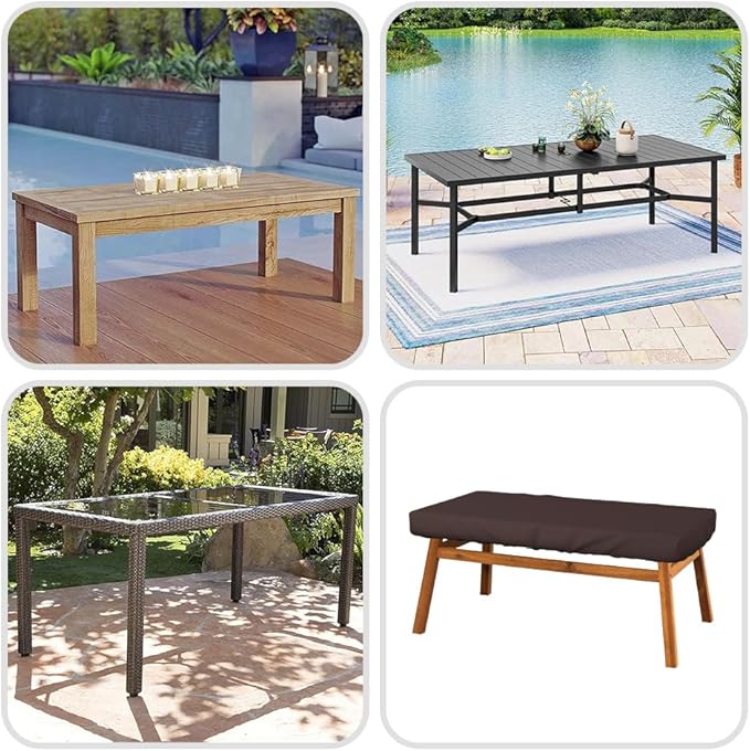 Covers & All Rectangle Table Top Cover, 12 Oz Waterproof UV & Weather Resistant Patio Table Cover, Outdoor Table Cover for Patio Furniture (80" L x 40" W x 5" H, Coffee)