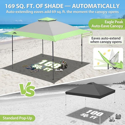 EAGLE PEAK 13x13 Pop Up Canopy Tent, Auto Extended Eaves, Heavy Duty Outdoor - Image 4