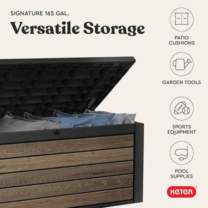 Keter Signature Collection 165 Gallon Resin Deck Box Organization and Storage - Image 6