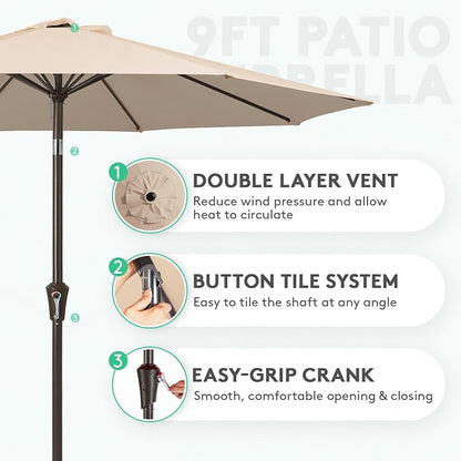 JEAREY 10 ft Outdoor Patio Umbrella w/Tilt and Crank - Image 2