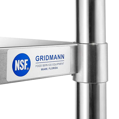 GRIDMANN Stainless Steel Table 30 in. x 24 in., NSF Commercial Kitchen Prep & Work Table w/Backsplash and Wheels