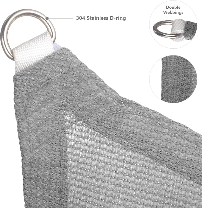 Eden's Decor Straight Flat-Edged 5' x 7' Grey Sun Shade Sail Rectangular - Image 2