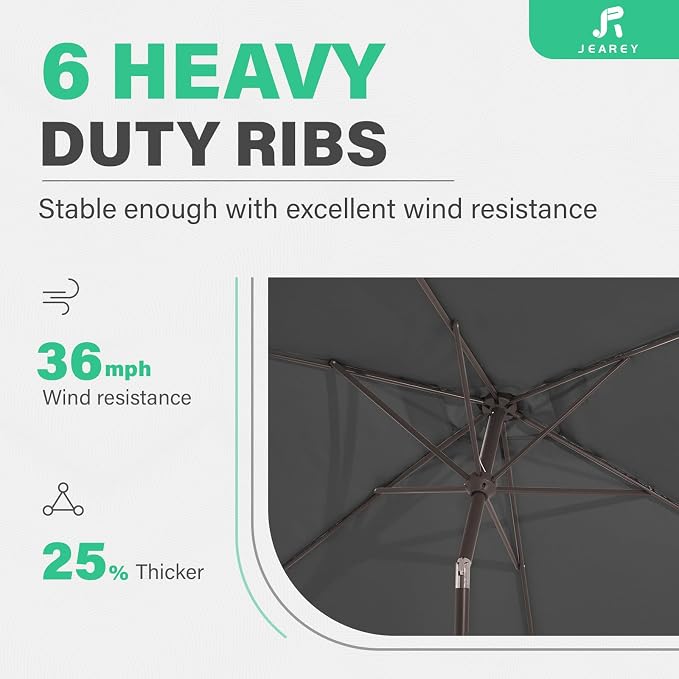 JEAREY 6.5x10 ft Rectangular Patio Umbrellas Rectangle Outdoor Umbrella - Image 9