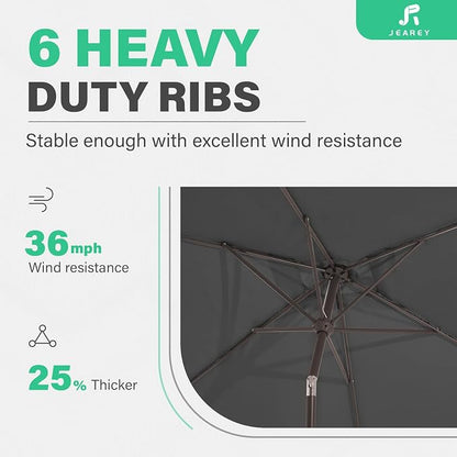 JEAREY 6.5x10 ft Rectangular Patio Umbrellas Rectangle Outdoor Umbrella - Image 9