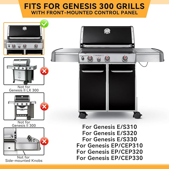 17.5 Inch Stainless Steel Flavorizer Bars for Weber Genesis 300 Gas Grills with Front-Mounted Knobs, for Genesis E310, E320, E330, S310, S320, S330, Replacement for Genesis Grill Parts 7620, 5 PCS