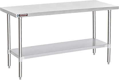 DuraSteel 30x72 Stainless Steel Prep Table - NSF Commercial Kitchen Metal Worktable - Large Laboratory Benches with Under Shelf - For Laundry Room, Kitchen, Garage, Restaurant