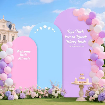 MODFUNS Spandex Arch Backdrop Cover 6ft 6.6ft 7.2ft Lavender Light Blue Pink Wedding Arch Cover Set of 3 Fitted Arch Stand Covers Stetchy Backdrop Cover for Wedding Birthday Party Decor