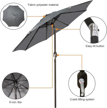 9' Outdoor Patio Umbrella, Outdoor Table Umbrella, Yard Umbrella, Market - Image 2