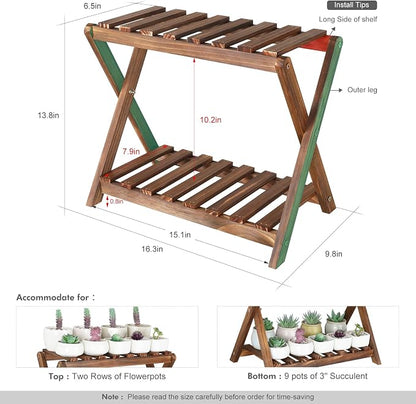 Small Plant Stand Shelf 2 Tier Desk Table Top Flower Succulent Stand | Indoor - Image 4