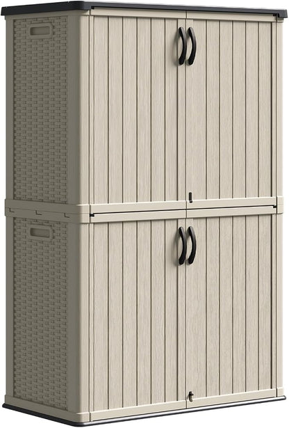 Patiowell 50 cu.ft Plastic Vertical Outdoor Storage Shed, Waterproof Resin by Patiowell