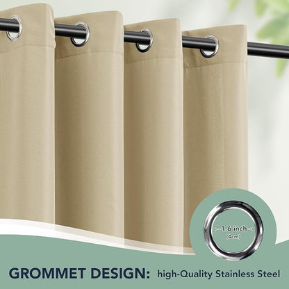 Outdoor Curtains for Patio Waterproof, 6 Drape Panels, Sun Shades | Privacy & - Image 6