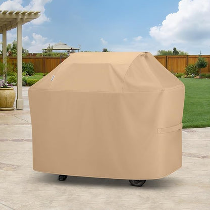 Unicook 52 Inch Grill Cover for Outdoor Grill, Heavy Duty Waterproof BBQ Cover Compatible with Char-Broil Nexgrill and Weber Spirit 2-3 Burner Gas Grills, All Weather Protection, Light Brown