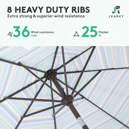 JEAREY 9FT Outdoor Patio Umbrella, Market Umbrella, Tilt & Crank UV Protection - Image 5