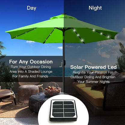 Sunnyglade 9' Solar LED Patio Umbrella, 8 Ribs, Tilt & Crank | 9Ft Patio - Image 5