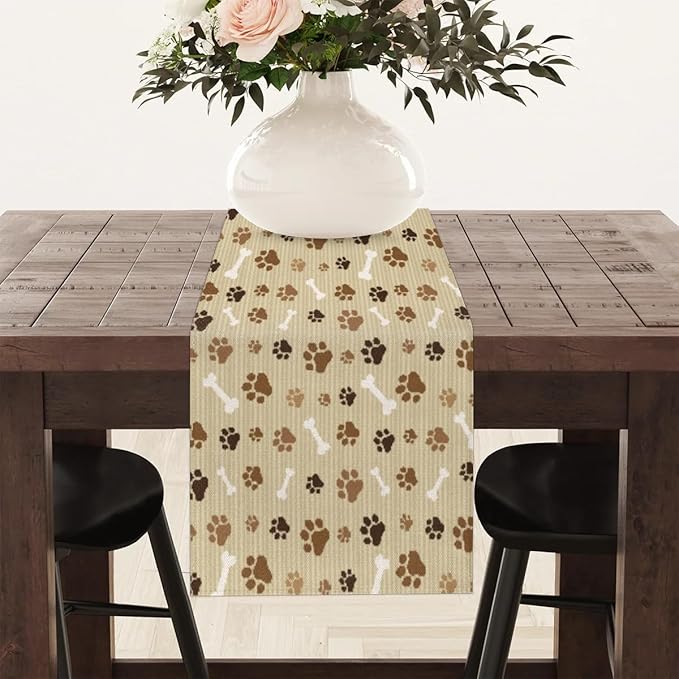 Pet Paws Table Runner Kitchen Dining Table Runner 13*60in Table Center Decor for Indoor Outdoor Home Holiday Party