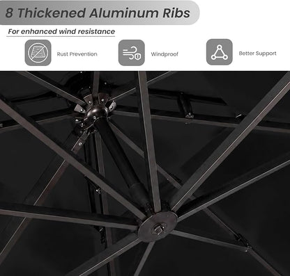 10 X 13 FT Cantilever Patio Outdoor Umbrella, Heavy Duty Aluminum Frame - Image 3
