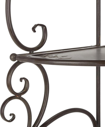 SAFAVIEH Outdoor Collection Turuca Rustic Brown Wrought Iron 4-Tier Corner Shelf - Image 9