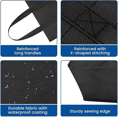 WISELIFE Reusable Grocery Shopping Bags 10 Pack Large Foldable Tote Bags Bulk, with Long Handle for Shopping Groceries Clothes (Black)