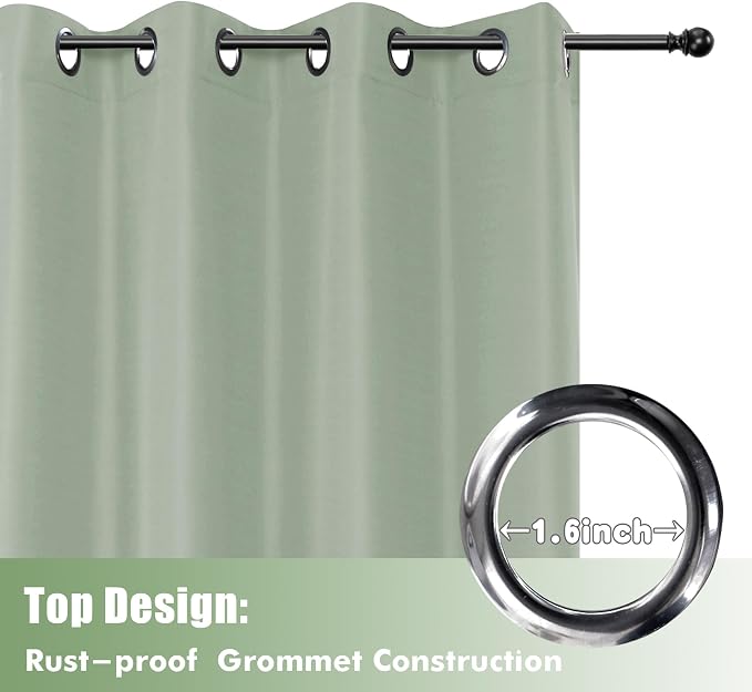 Outdoor Curtains for Patio Waterproof 6 Pcs 54x84 Inch Sage Green | Outsides - Image 4