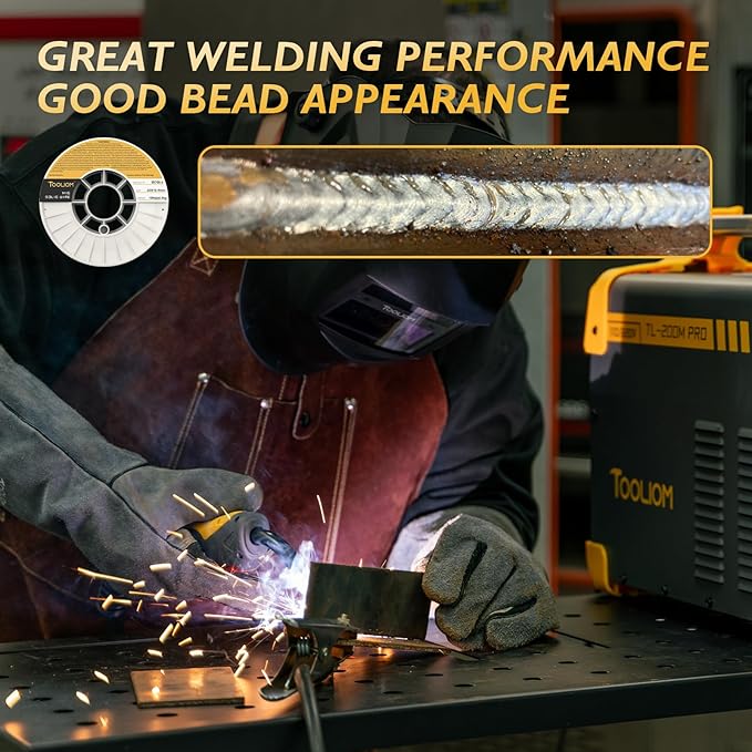TOOLIOM ER70S-6 .035"(0.9 mm) Mild Steel MIG Solid Welding Wire on 10-Pound Spool Compatible with TL-200M Pro and TL-250M Pro