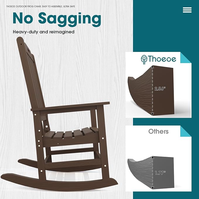 THOEOE Outdoor Rocking Chairs Set of 8, Oversized Patio Rocking Chair | HDPE - Image 6