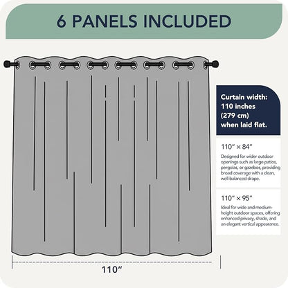 Gazebo Curtains Outdoor Waterproof 6 Panels, Patio Sun Shade | Weatherproof - Image 7