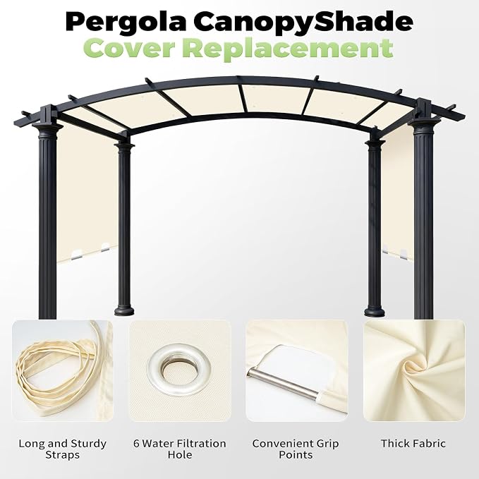85x208 in Pergola Shade Cover for L-PG080PST Pergola | Beige, Cover Only - Image 6