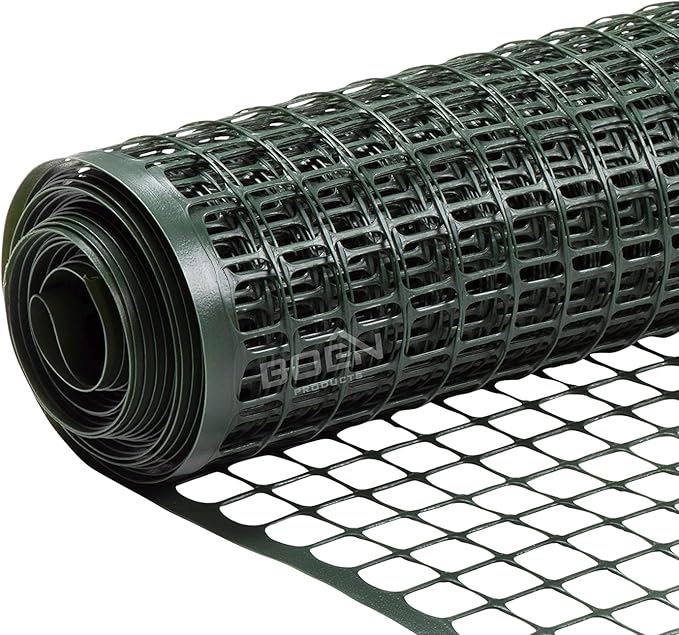 BOEN Garden Fence Temporary Barrier Outdoor Fence for Dog, Rabbit or Deer, Garden Netting Plastic Mesh Plant Protection (4' x 75', Green)