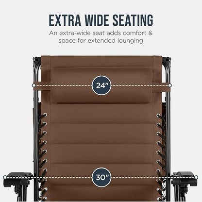 Best Choice Products Oversized Padded Zero Gravity Chair w/Canopy Headrest Cup - Image 5