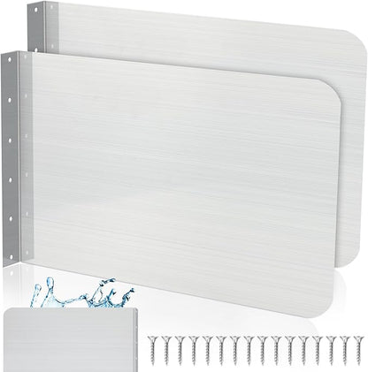 Therwen 2 Pcs Stainless Steel Side Splash Guard for Sink 26 x 12 Inch Wall Mount Guard with Screws Commercial Restaurant Hand Sink and Compartment Prep Sink Kitchen Sink Splash Protector Supply