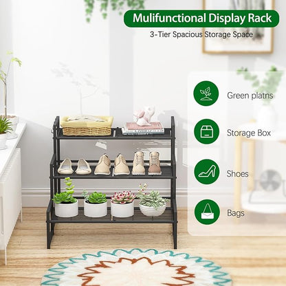 3-Tier Stair Style Metal Plant Stand, Stackable Plant Shelf | 3-tier stair style - Image 5