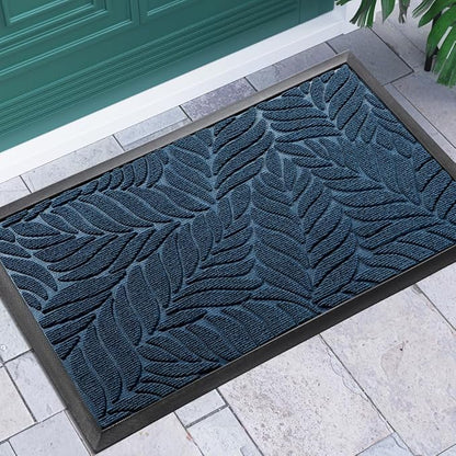 Yimobra Front Door Mat Outdoor Indoor, 29.5x17 All-Season Waterproof Door Mat Outside Entrance, All-Weather Non-Slip Outside Doormat for Garage Patio Entryway, Blue