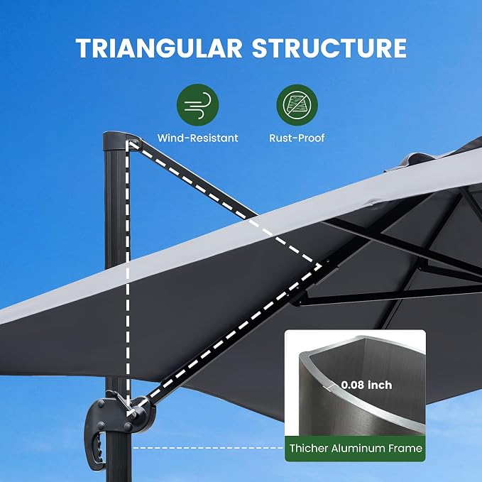 9' x 12' Cantilever Offset Patio Umbrella - Image 8