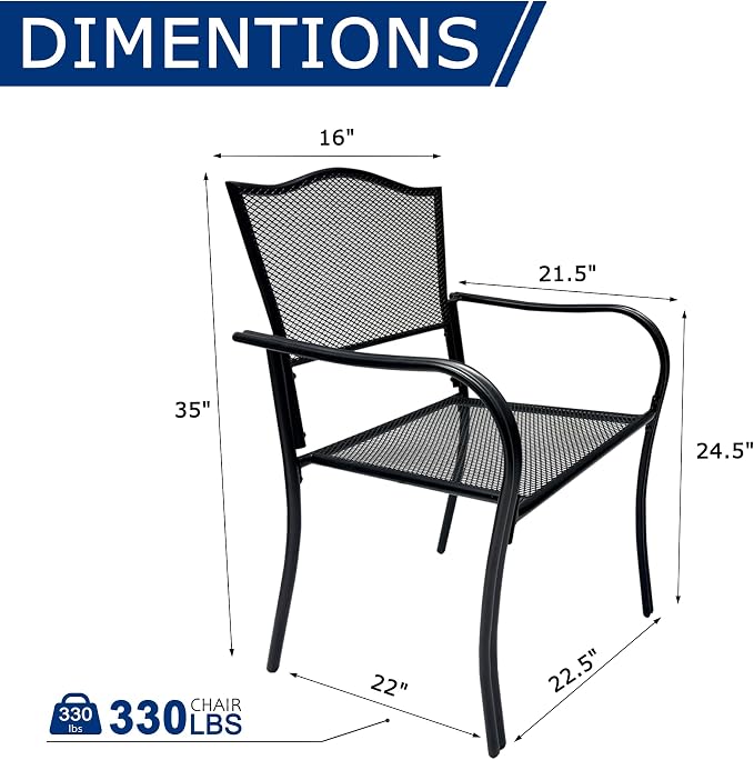 Patio Dining Chairs Set of 2, Metal Mesh Patio Furniture Set - Image 2