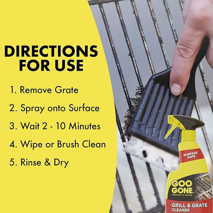 Goo Gone Grill and Grate Cleaner Spray (2 Pack) Cleans and Degreases BBQ Cooking Grates and Racks, Pellet and Electric Smokers- 24 Ounce