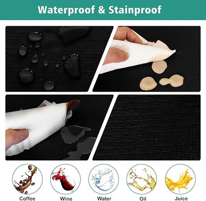 LUSHVIDA 2 Packs Vinyl Card Tablecloth with Flannel Backing 36x36 inch - Waterproof Plastic Picnic Table Cover for Square Folding Table Cloth with Elastic Corners, Black