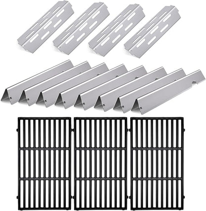 Cast Iron Grill Grates Flavorizer Bars Parts for Weber Genesis 2 E-410, S-410, Genesis II LX E-440, S-440, Weber 66089, 66097, 66041, 66033, 66796, Stainless Steel Flavor Bars Heat Deflectors