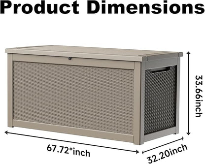 310 Gallon Lockable Outdoor Storage Box – Waterproof Resin Deck Box for Patio Furniture, Garden Tools, Pool Accessories (Gray)