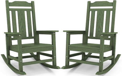 SERWALL Oversized Outdoor Rocking Chairs Set of 2, HDPE Patio Rocker by Unknown