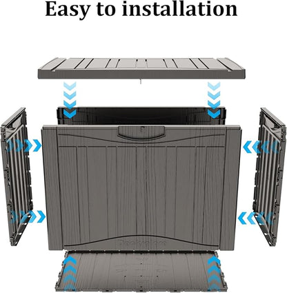 45 Gallon Deck Box, Resin Outdoor Indoor Waterproof Storage Box, Lockable Storage Box With Handle for Patio Furniture - Garden Tools - Swimming Pool Tools UV-Resistant, Grey