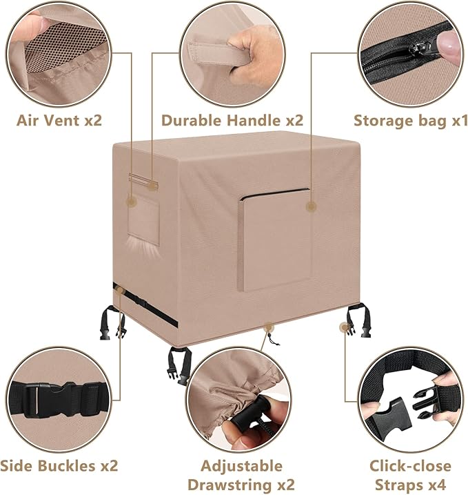 Kovshuiwe Outdoor Table Casing for 33.8 Inch Keter Unity XL Portable Outdoor Table, Bar Cart Cover for 33.8 inch Worktable, Waterproof Patio Dining Cart Cover-33.8" L x 17.3" W x 32" H, Khaki